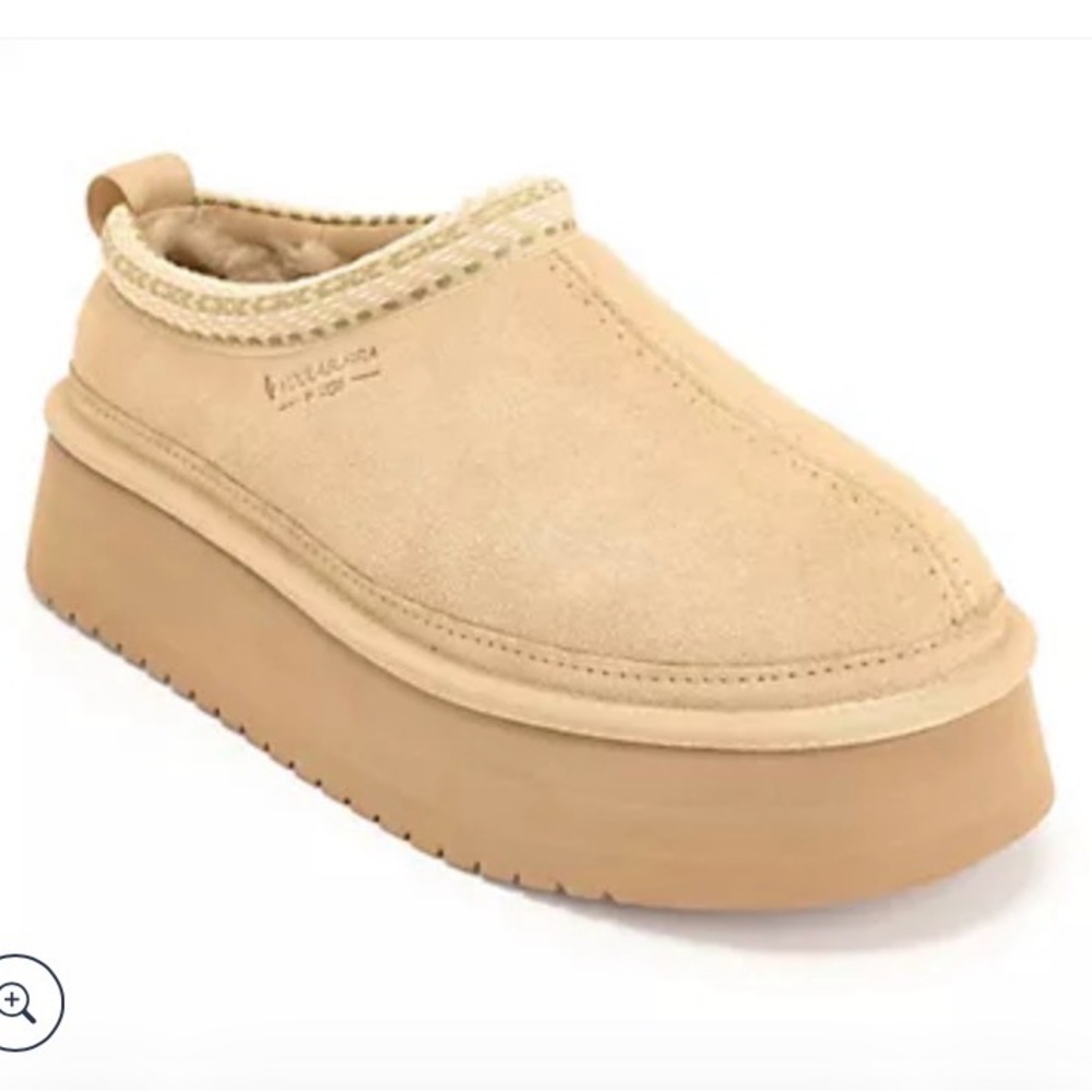 Beige Platform Slip-On Shoes